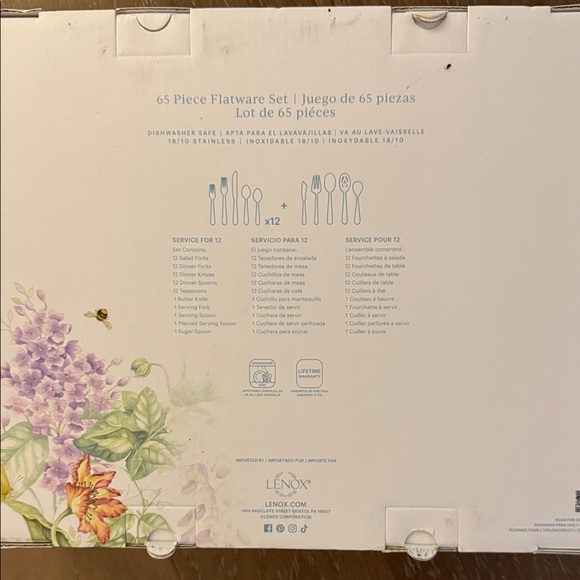 Lenox Butterfly Meadow 65-Piece Flatware Set - Silver - Picture 5 of 5